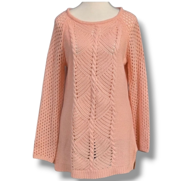 NEW DIRECTIONS | OPEN KNIT TUNIC SWEATER - Picture 2 of 16